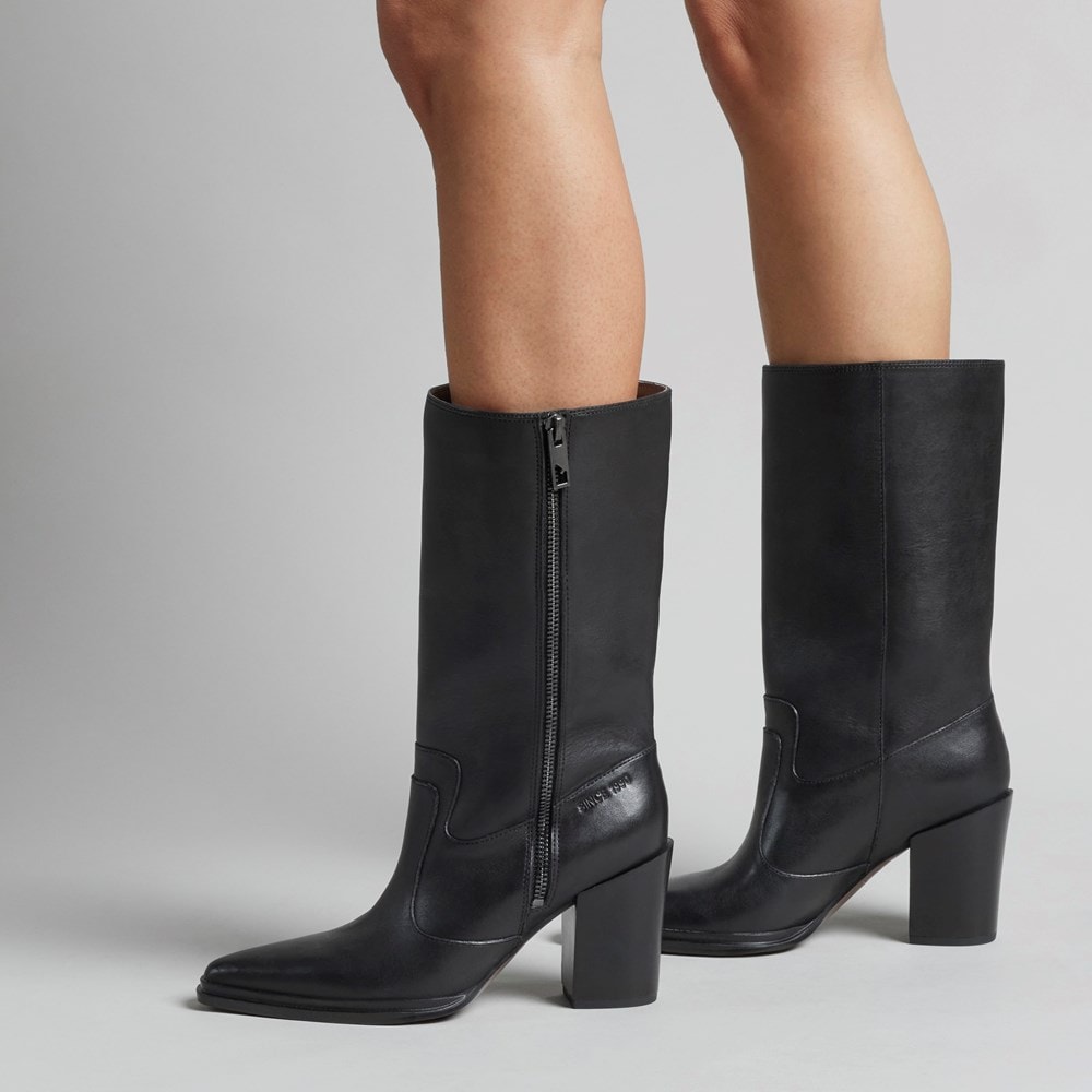 Mid calf leather boots shops