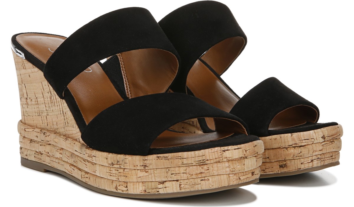black suede wedge sandal
