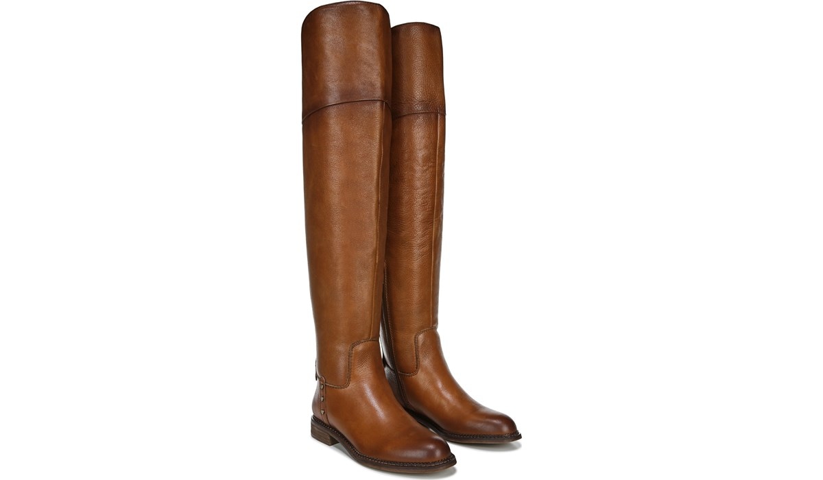 over the knee cognac leather boots