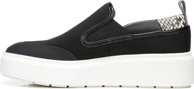 black leather platform slip on sneakers