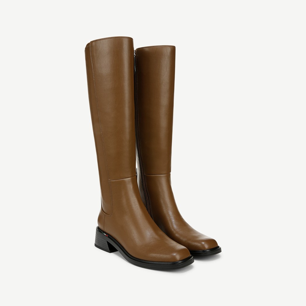 Brown leather riding boots wide calf best sale