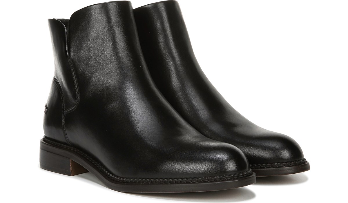 franco sarto black leather ankle boots