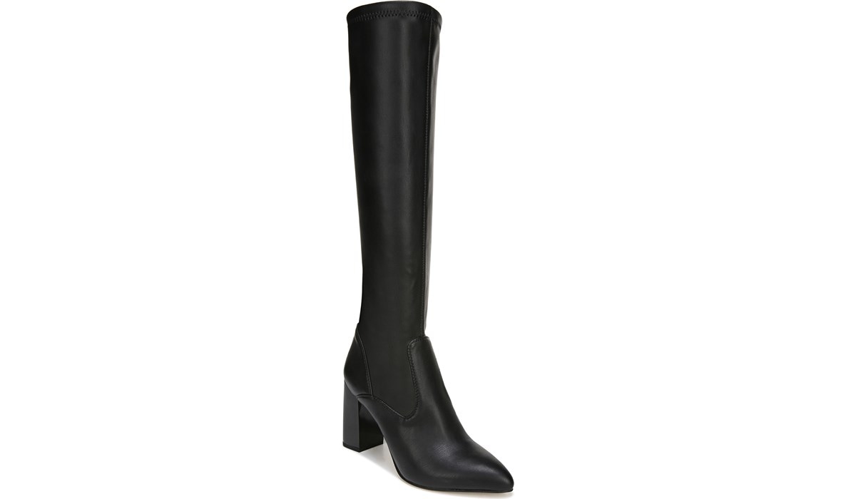 Franco Katherine Tall Boot in Black Faux Stretch Leather | Franco Sarto